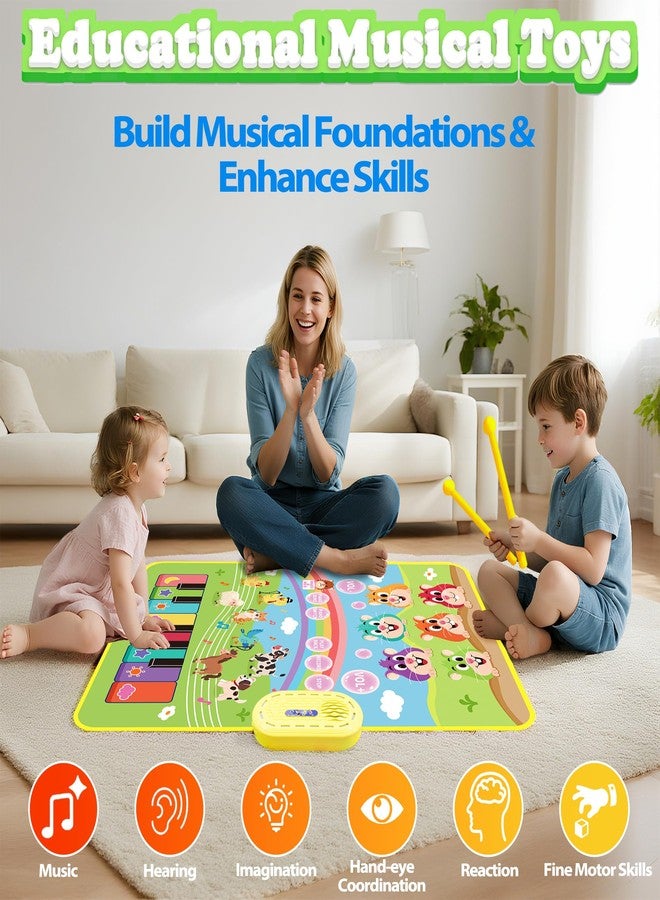 MOMUSE 3-in-1 Floor Piano Mat for Kids, Whack-a-Mole Game Music Play Mat with 30 Sound & Function Keys, Sensory Musical Toys for Baby Girls Boys Toddlers 1 2 3 4 5 6 Years Old - Image 4